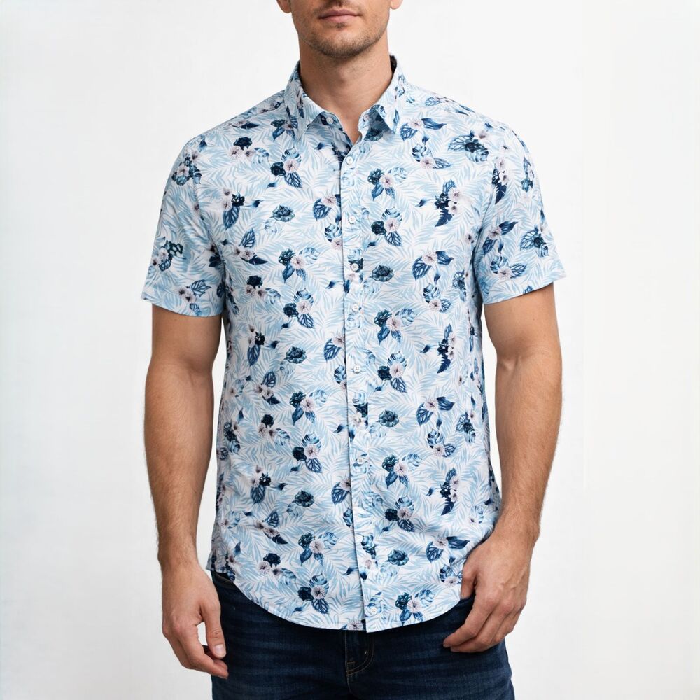 Rodd & Gunn Port Nelson Floral Short Sleeve Button Down Shirt Sports Fits Mens S